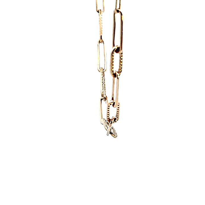 14KY Diamond Paper Clip Necklace