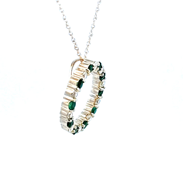 14KY Emerald and Diamond Circle Pendant