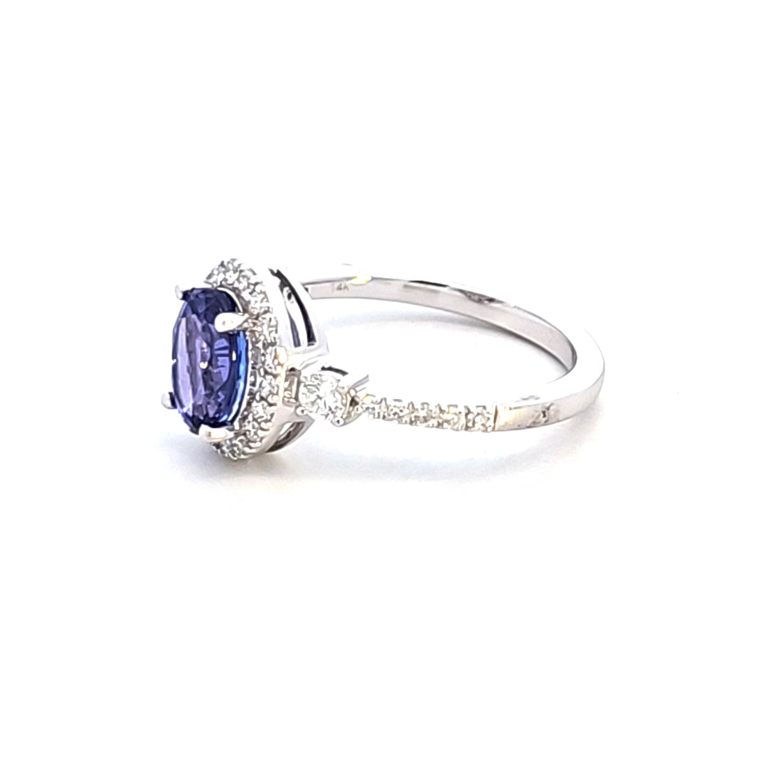 14KW Oval Tanzanite and Diamond Fashion Ring