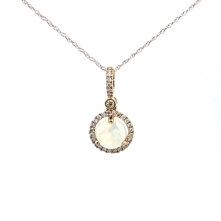 14KY Opal and Diamond Pendant
