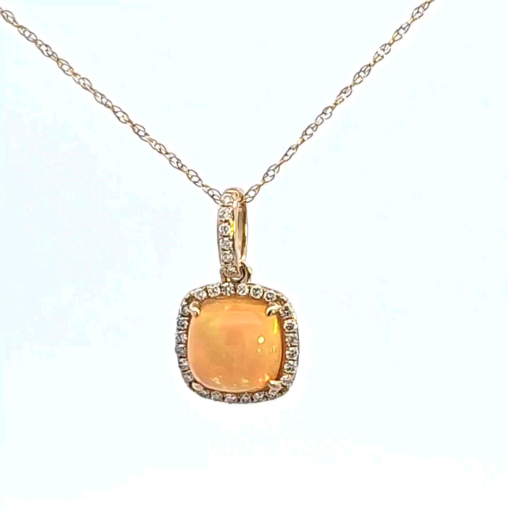 14KY Opal and Diamond Pendant