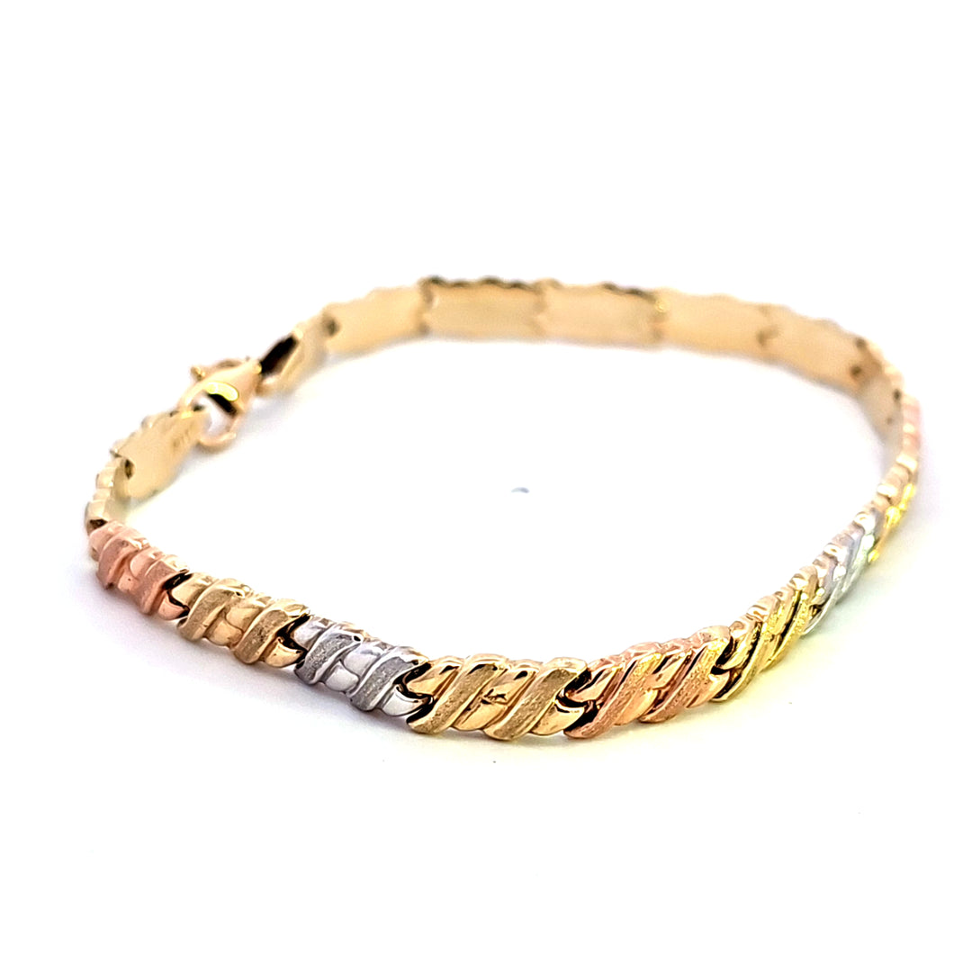14K Tri-Color Link Bracelet