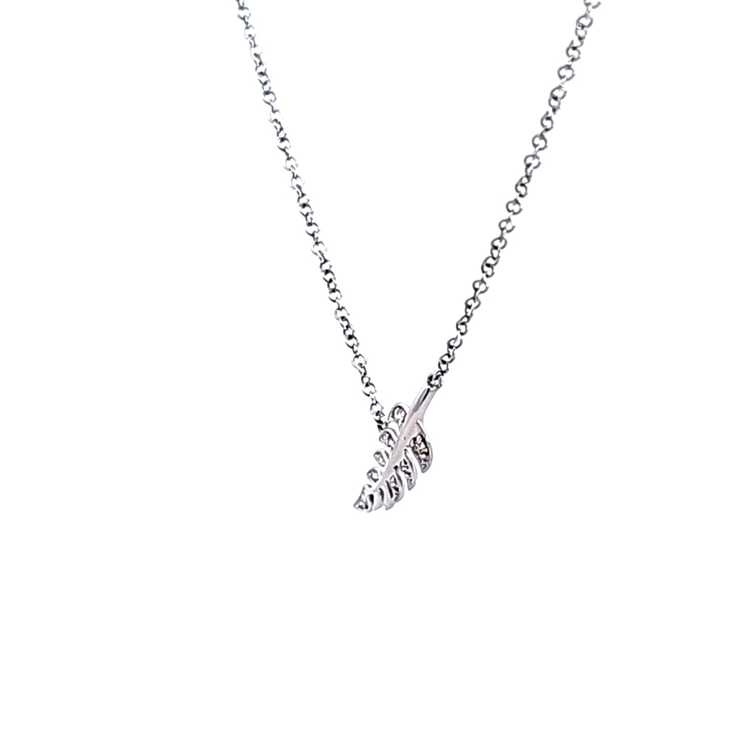 14KW Diamond Leaf Pendant Necklace