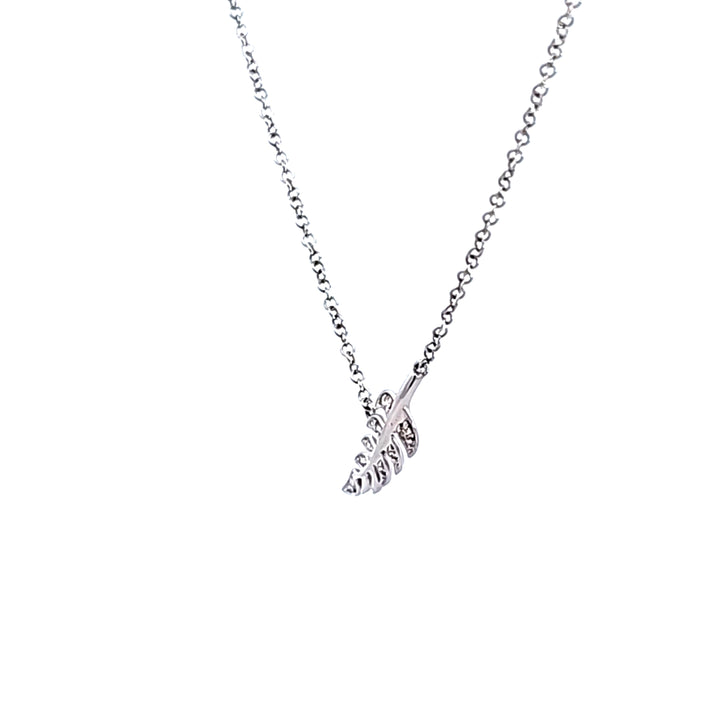 14KW Diamond Leaf Pendant Necklace