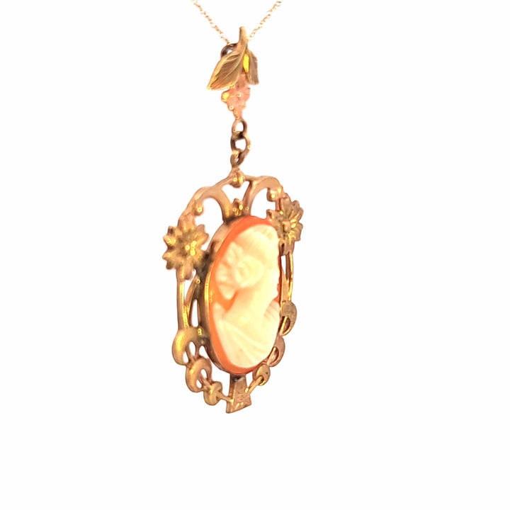 10KY Vintage Cameo Estate Pendant