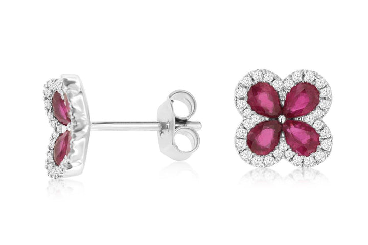 14KW Pear Ruby and Diamond Earrings