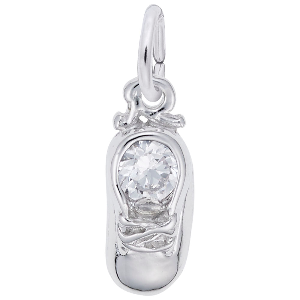 Sterling Silver April Baby Shoe Charm
