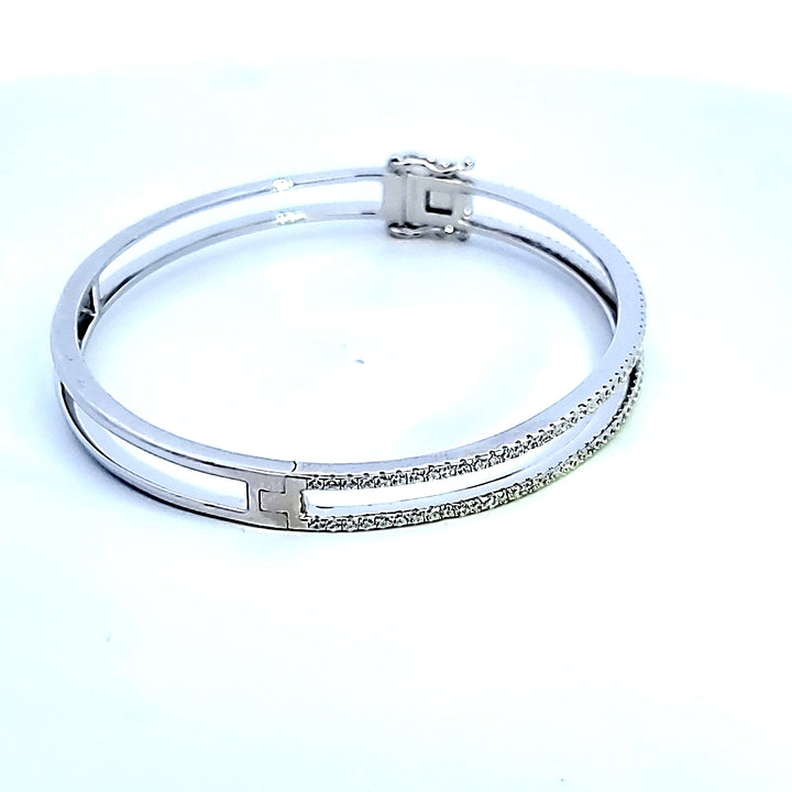 Sterling Silver Double Line Bangle Bracelet