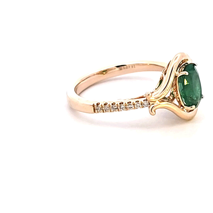 14KY Emerald and Diamond Ring