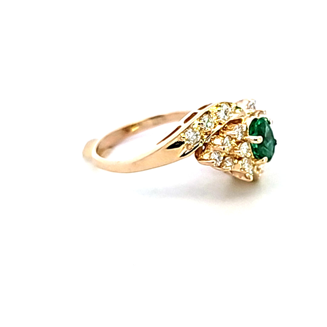 14KY Emerald and Diamond Estate Ring
