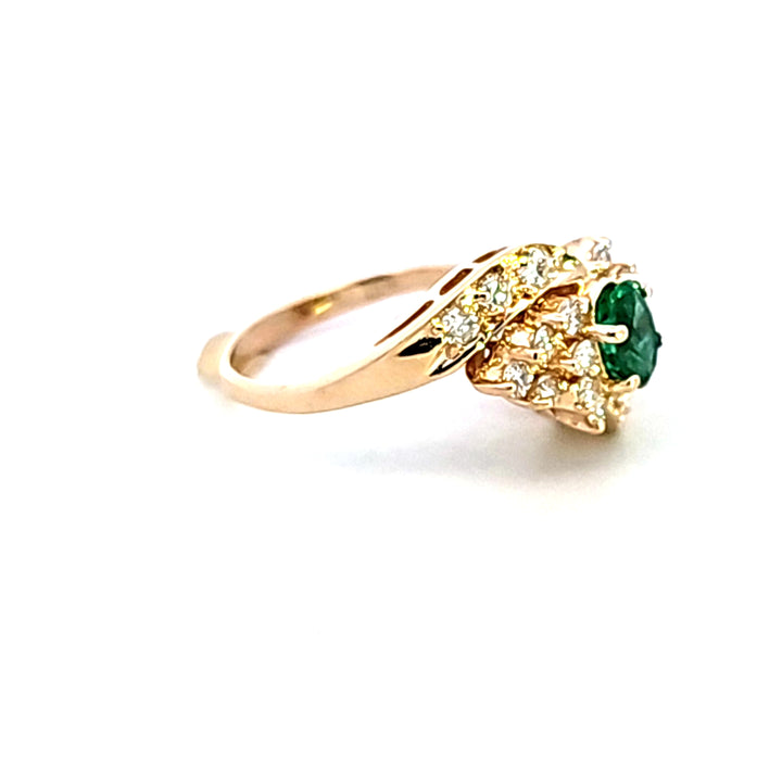 14KY Emerald and Diamond Estate Ring