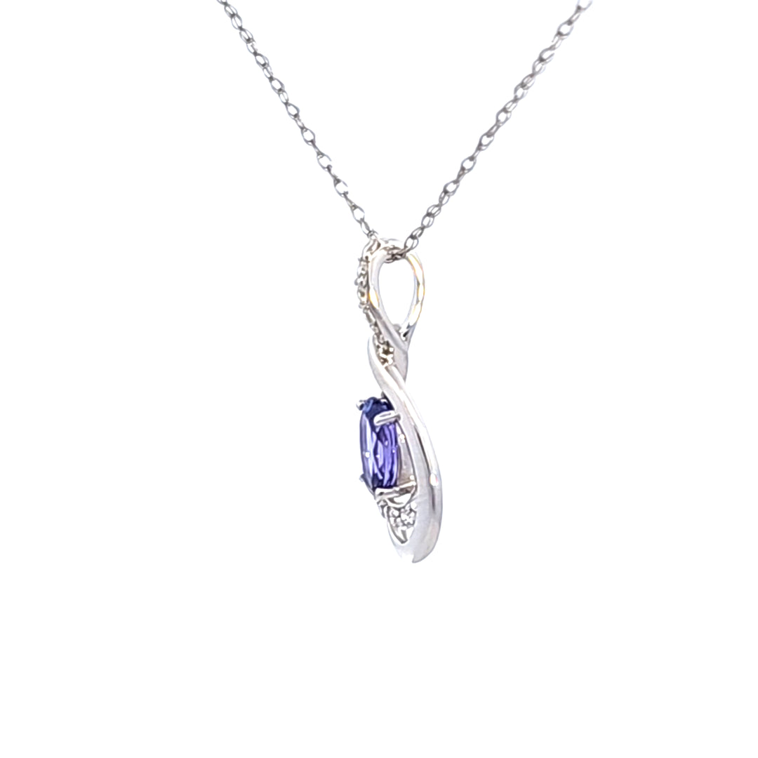 14KW Tanzanite and Diamond Pendant Necklace