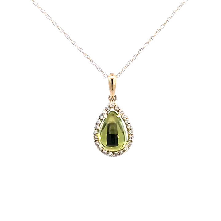 14KY Peridot and Diamond Pendant