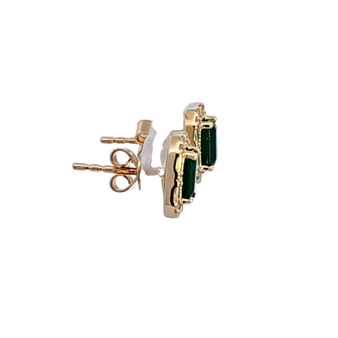 14KY Emerald and Diamond Earrings