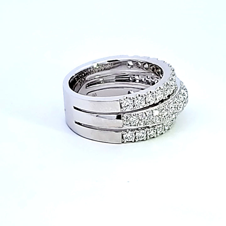 18KW Hearts on Fire "Grace Triple Row Small Domed" Ring