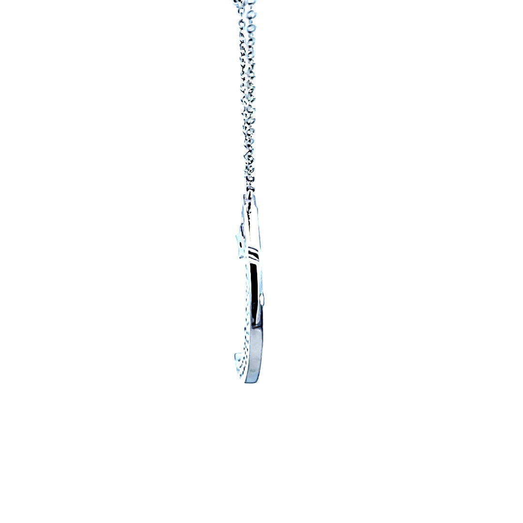 Sterling Silver and Platinum CZ Moon and Star Pendant