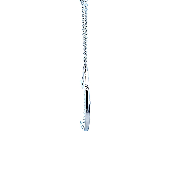 Sterling Silver and Platinum CZ Moon and Star Pendant