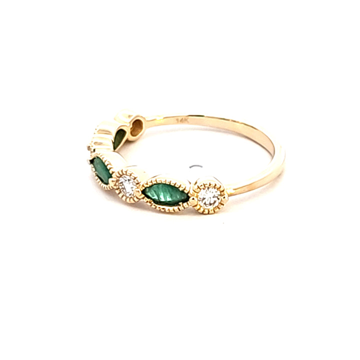 14KY Emerald and Diamond Fashion Ring