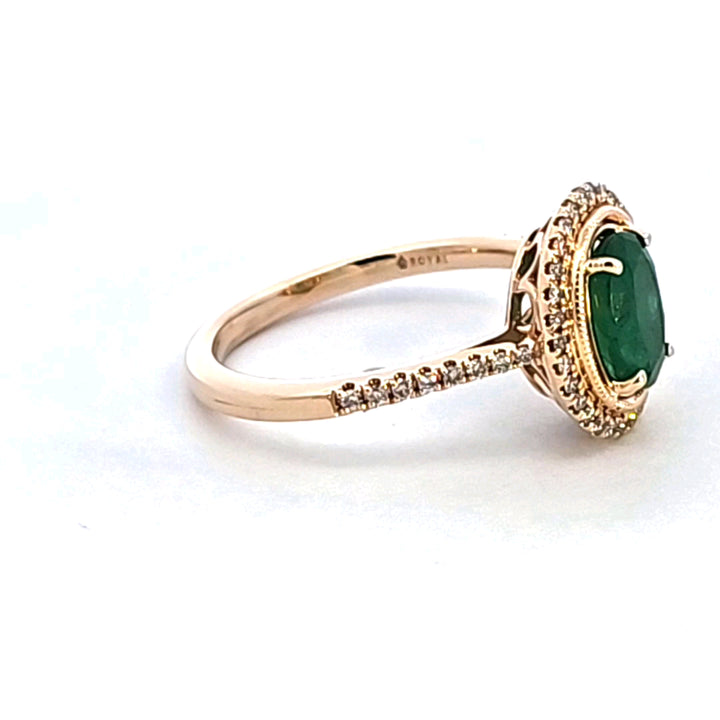 14KY Oval Emerald and Diamond Ring