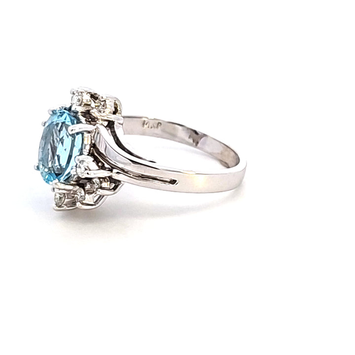 14KW Oval Aquamarine and Diamond Ring