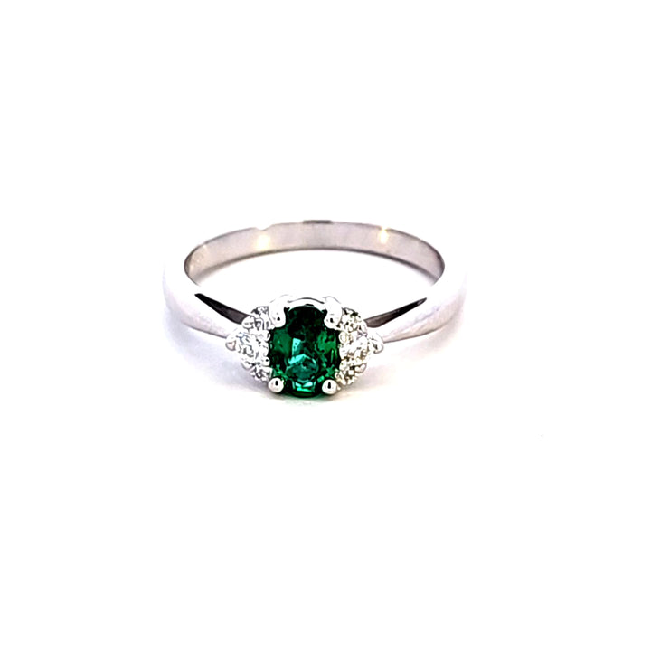14KW Oval Emerald and Diamond Ring