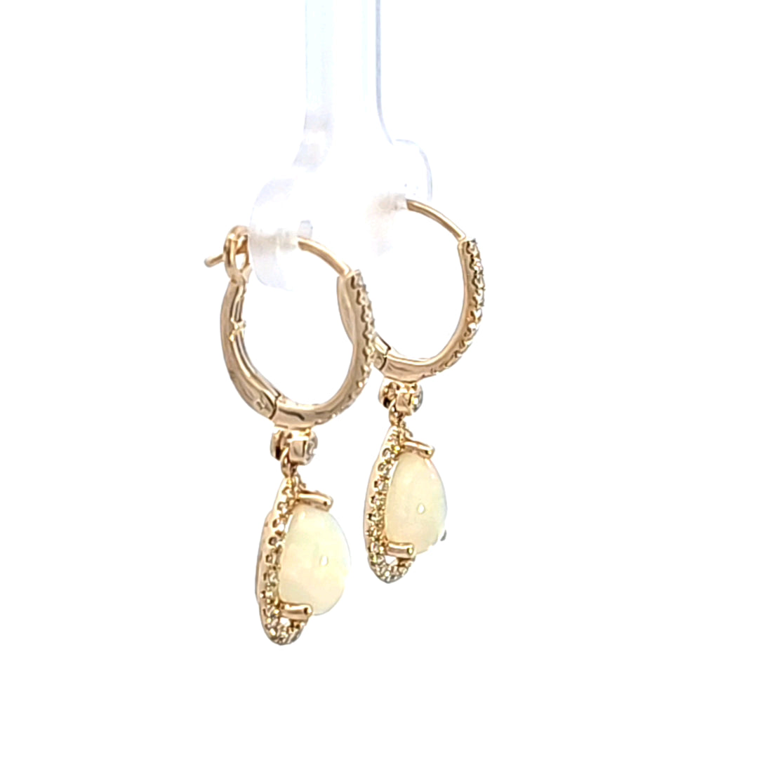 14KY Opal and Diamond Drop Earrings