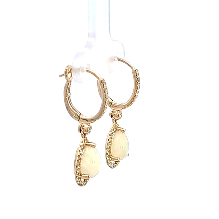 14KY Opal and Diamond Drop Earrings