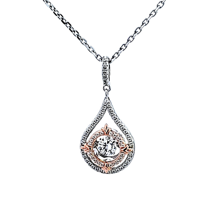 Sterling Silver and Rose Gold Plated CZ Pendant