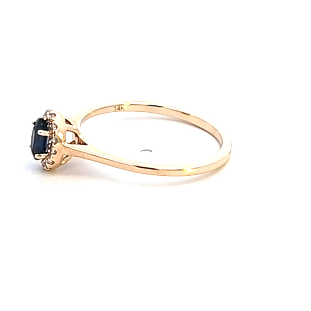 14KY Blue Sapphire and Diamond Ring