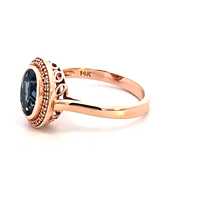 14KR Blue Topaz and Diamond Estate Ring