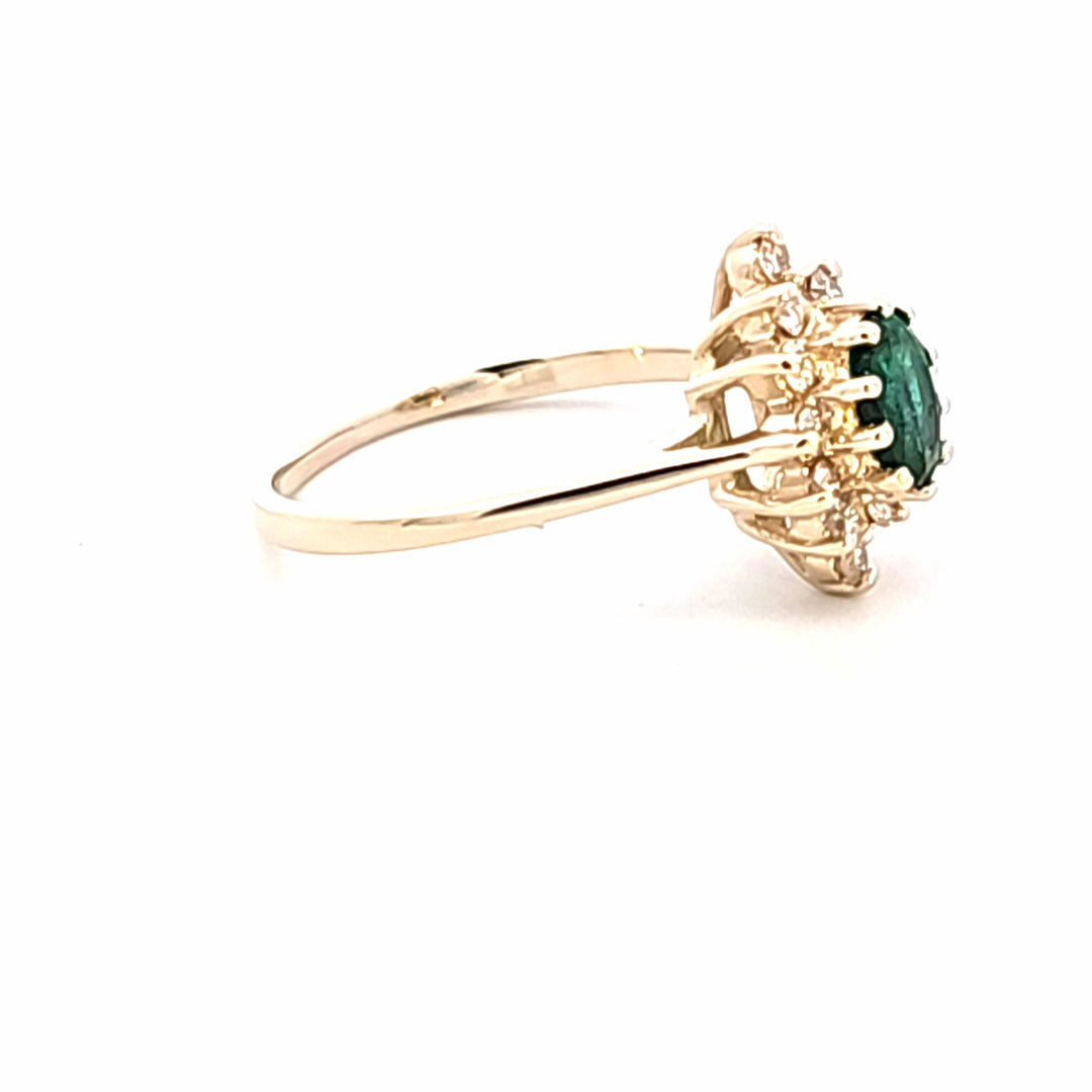 14KY Emerald and Diamond Estate Ring