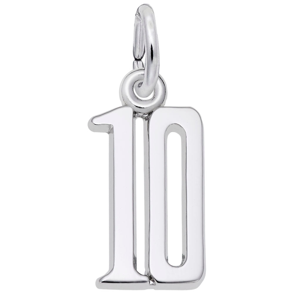 Sterling Silver Number 10 Charm