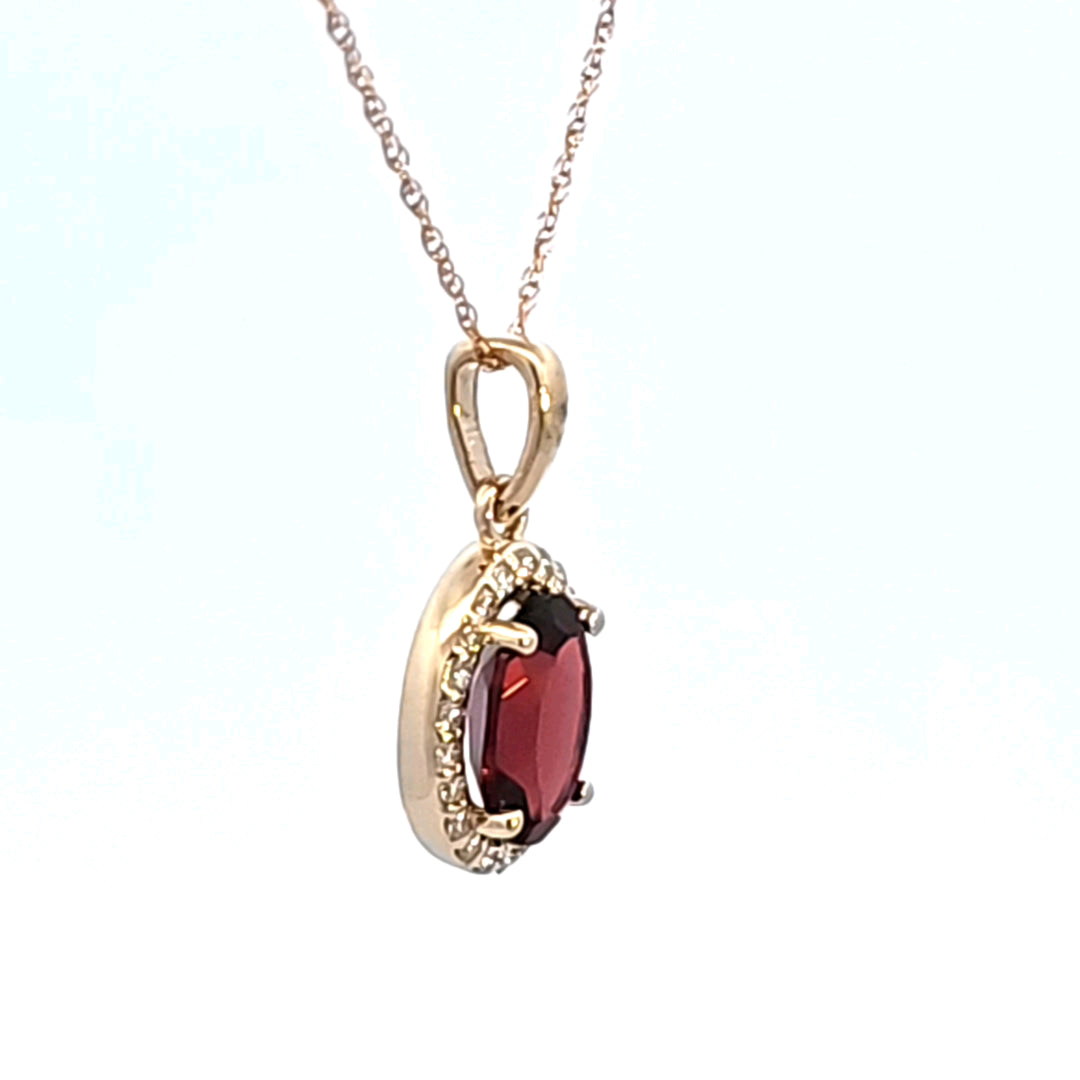 14KY Garnet and Diamond Pendant