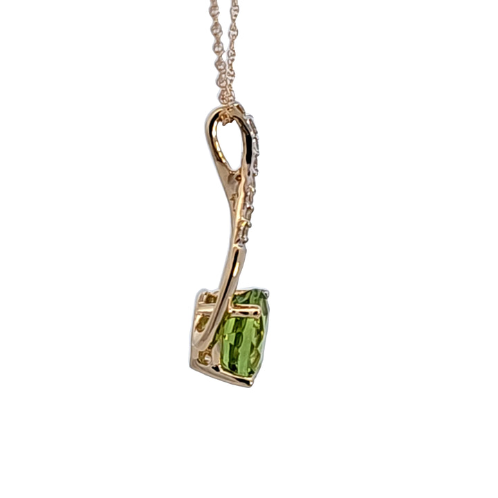 14KY Peridot and Diamond Pendant