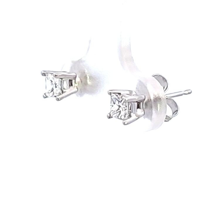 14KW 1/2 ctw Princess Cut Diamond Stud Earrings