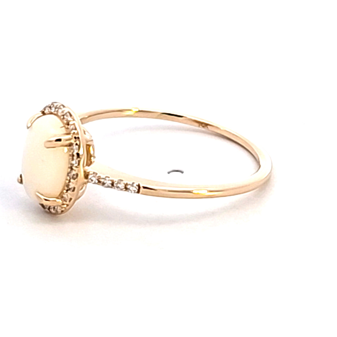 14KY Oval Australian Opal and Diamond Ring