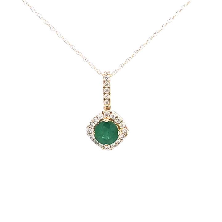 14KY Emerald and Diamond Pendant