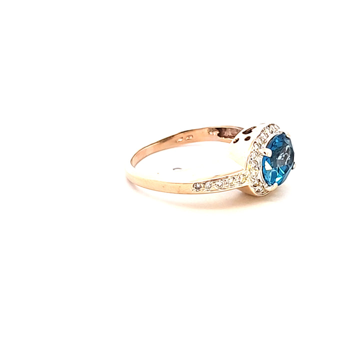 14KY Blue Topaz and Diamond Estate Ring