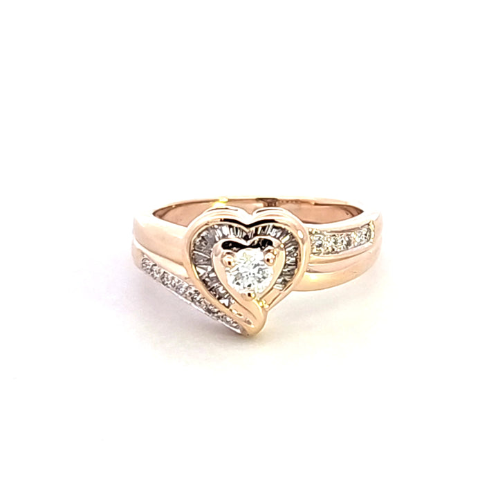 14KY Diamond Heart Estate Ring