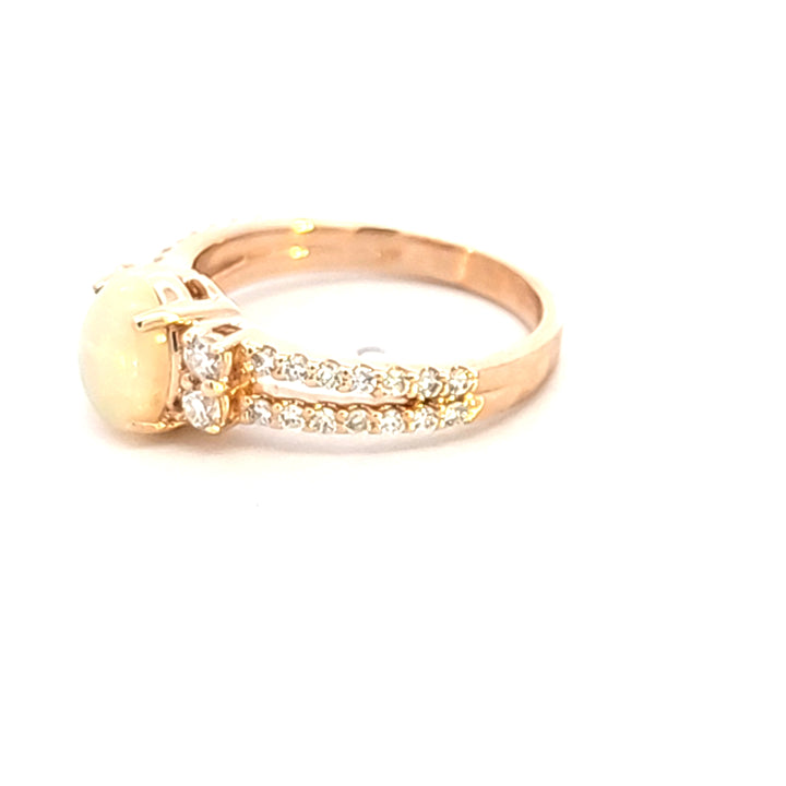 14KY Oval Opal and Diamond Fashion Ring