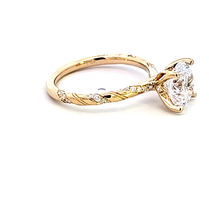 14KY Tulip Head Diamond Semi Mount Engagement Ring