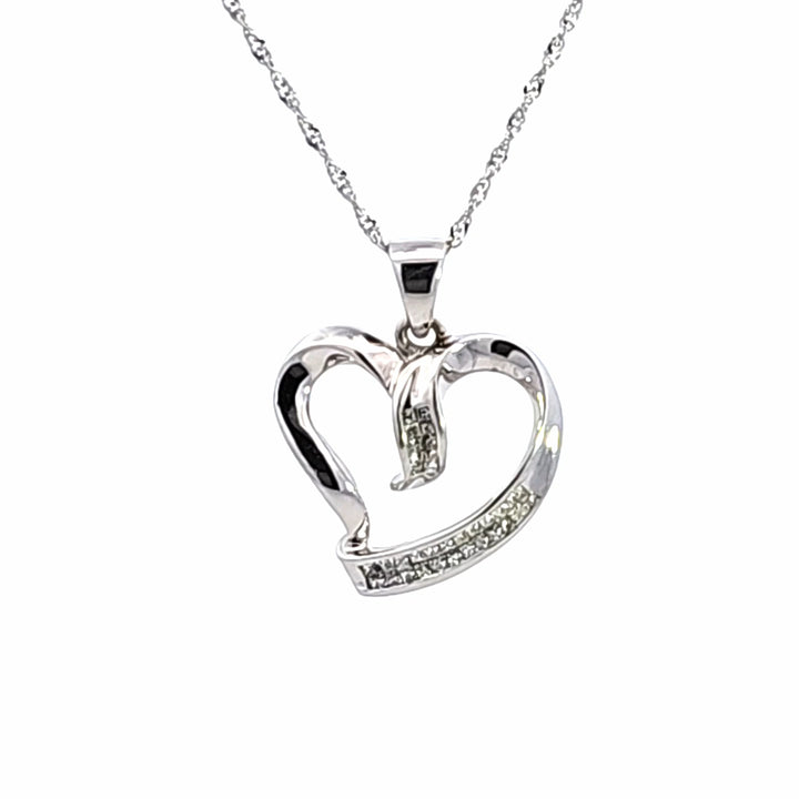 14KW Diamond Open Heart Pendant
