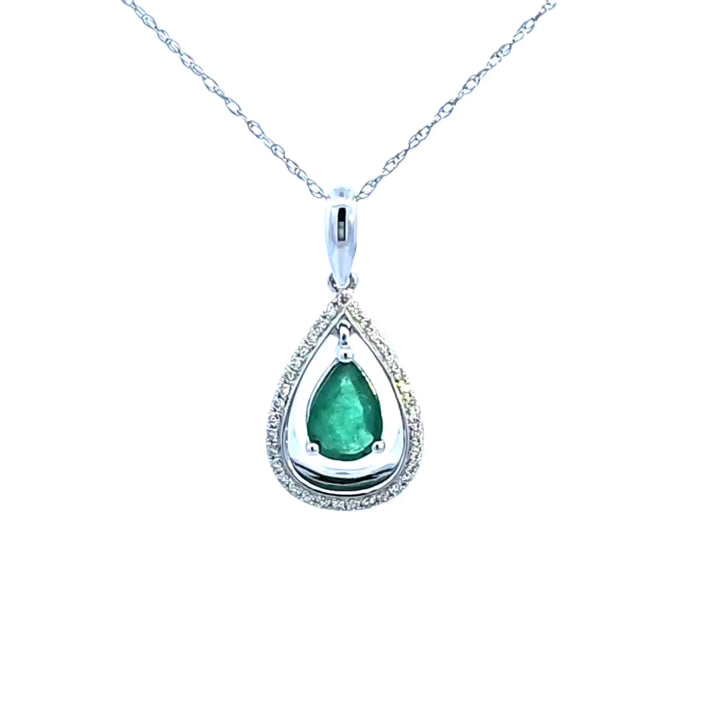 14KW Emerald and Diamond Pendant