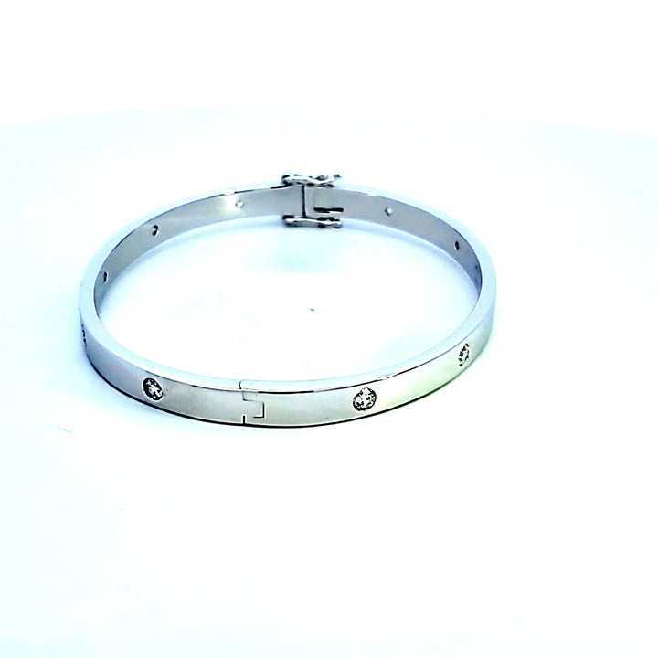 Sterling Silver and Platinum CZ Bangle Bracelet