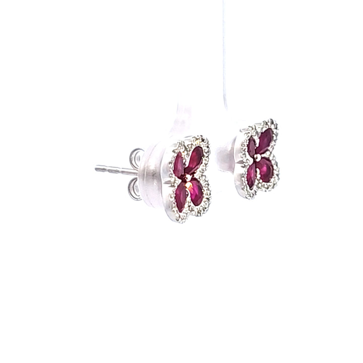 14KW Pear Ruby and Diamond Earrings