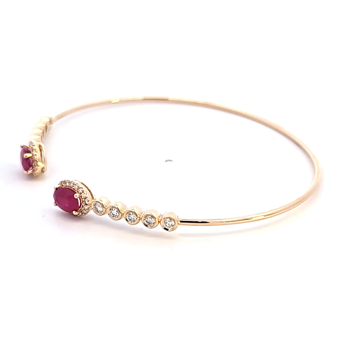 14KY Ruby and Diamond Open Bangle Bracelet