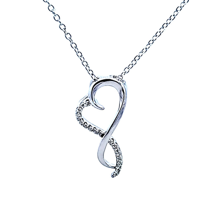 Sterling Silver and Platinum CZ Infinity Heart Pendant