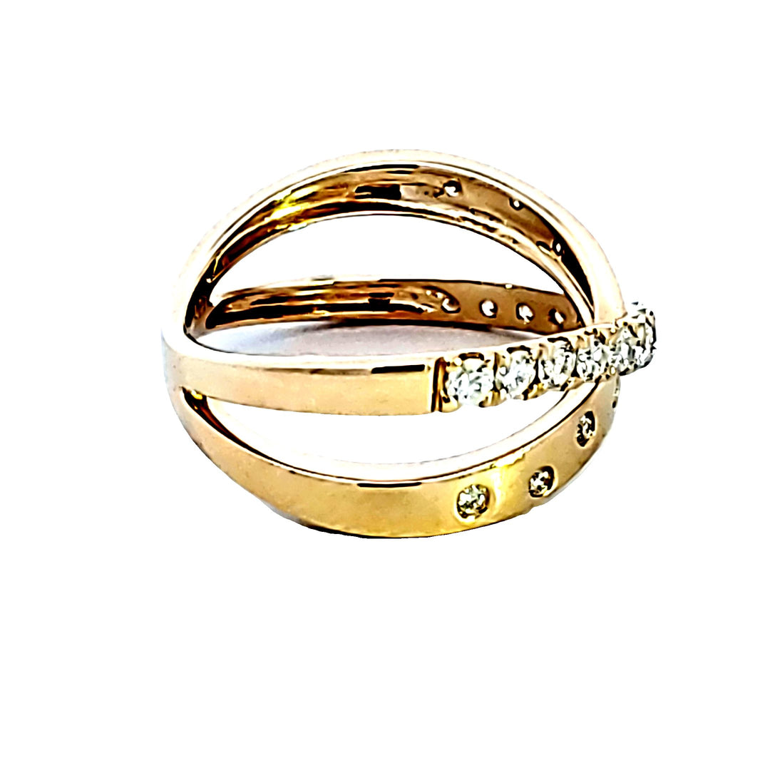 14KY Diamond Criss Cross Fashion Ring