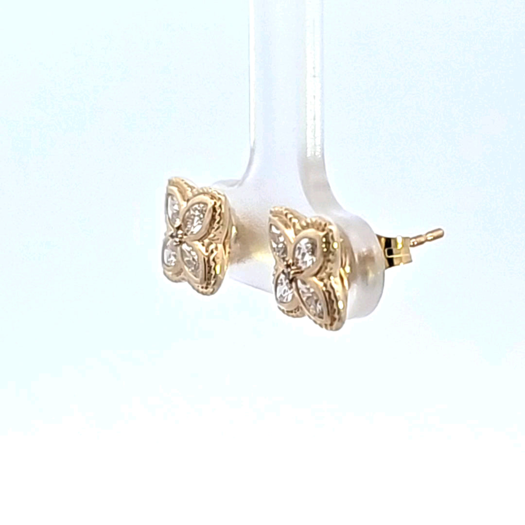 14KY Diamond Floral Earrings