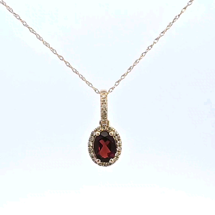 14KY Garnet and Diamond Pendant